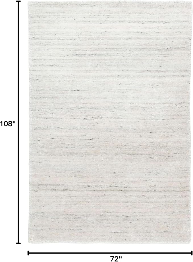 Dash & Albert Nordic White Hand Loom Knotted Performance Rug, 6 X 9 Feet, White Stripe Pattern