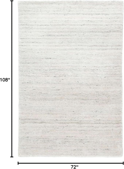 Dash & Albert Nordic White Hand Loom Knotted Performance Rug, 6 X 9 Feet, White Stripe Pattern