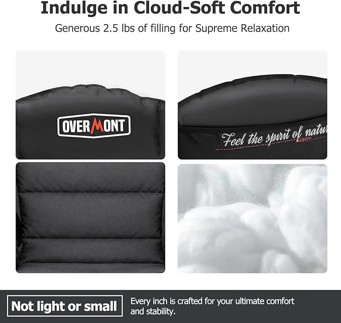 Overmont Gentle Heated Oversized Camping Chair for Adults - 3 Levels Seat & Back Separately Control - 500lbs Support Heavy Duty Padded Folding Chair Outdoor Garden Portable - Battery NOT Included