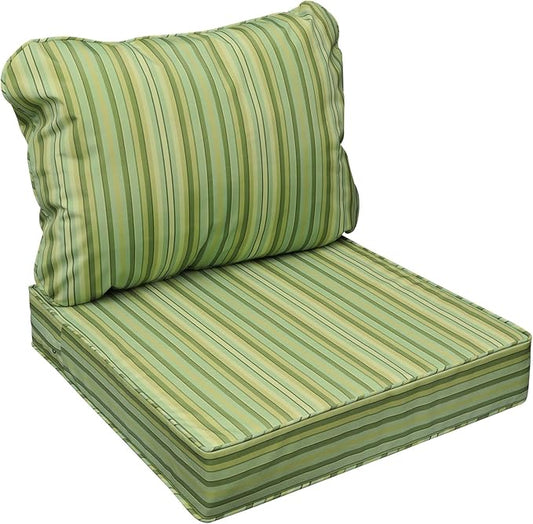 AAAAAcessories Outdoor Seat Cushions for Chairs, Fade-Resistant, Waterproof Patio Furniture Replacement Cushions, 21" x 19" x 3" + 21" x 19", Mossy Forest Stripe