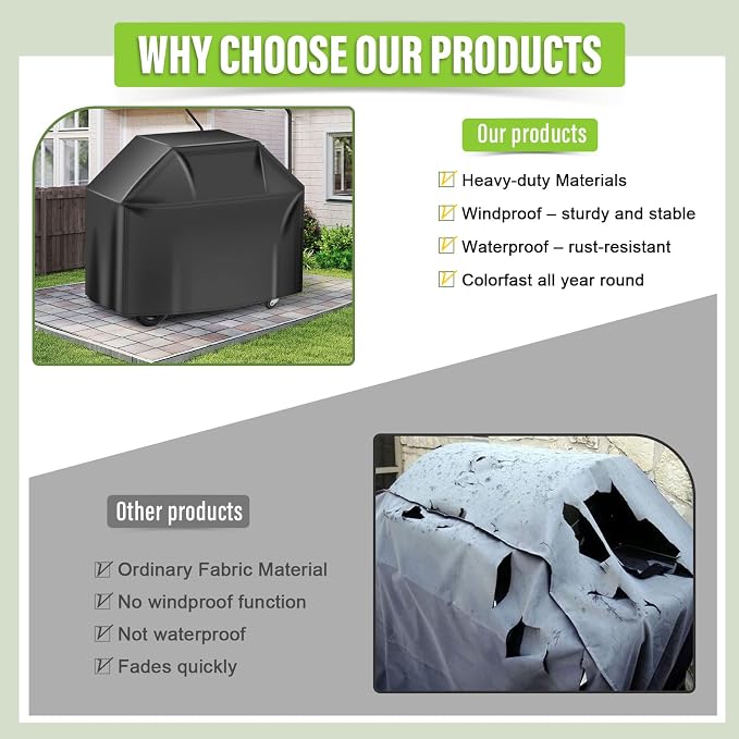 Grill Cover for Outdoor Grill 58 inch,Universal Grill Covers Heavy Duty Waterproof,Fade Resistant BBQ Grill Cover for Outside,Gas Grill Covers, Adjustable Drawstring，Oxford Fabric Material