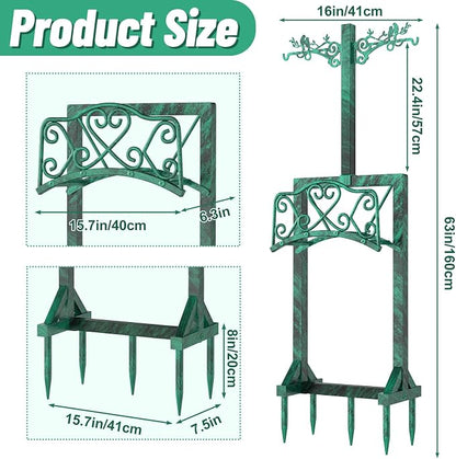 Garden Hose Holder for Outside, Upgraded Water Hose Holders with 2 Shepherds Hooks,Freestanding Heavy Duty Hose Stand Hose Hanger Hose Storage Hose Reel Rack for Yard Lawn Farm(Antique Green)
