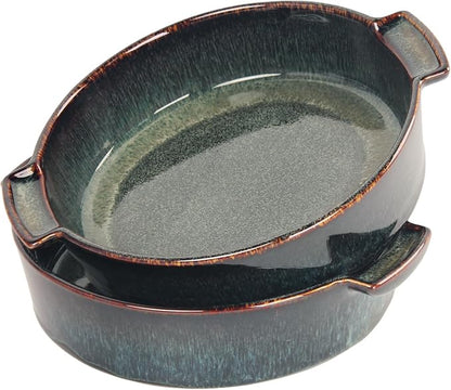 Ceramic Casserole Baking Dish - 28 Ounces Baking Dish for Oven, Lasagna Pans, Oven Safe Durable Bakeware for Kitchen Home Decor, Banquet and Dinner, Round 2 pieces 7.7 x 7.7 Inch