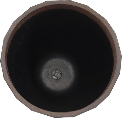 Sunnydaze Pebbled Polyresin Round Outdoor Planter - 15.75" Flower Pot for Indoor or Outdoor Use - Dark Brown