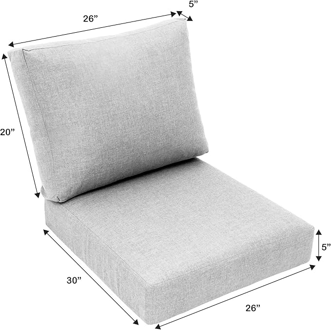Eddie Bauer Home Deep Seating Outdoor Lounge Cushion, Knife Edge, 26" X 30" X 5", Canvas Black