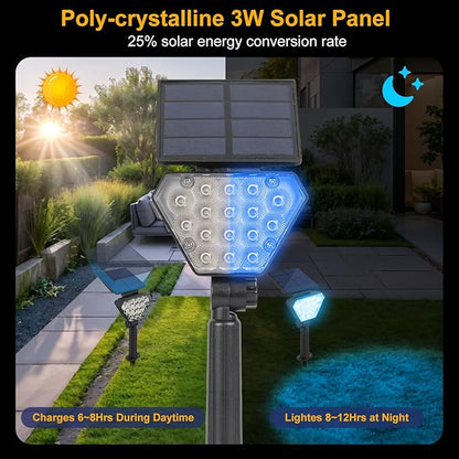 T-SUN Solar Lights Outdoor Waterproof IP65, 6Pack LED Solar Spot Lights Color Changing IP65 Waterproof Smart Auto On/Off for Outside Landscape Garden Yard Lawn Pathway Patio Driveway