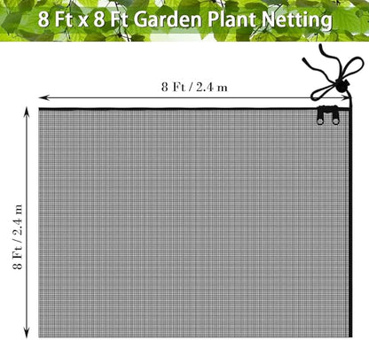 Fruit Tree Netting Covers with Zipper to Protect from Squirrels and Birds Large Netting for Fruit Trees Net Protection, Black, 8' x 8', 1 Pack