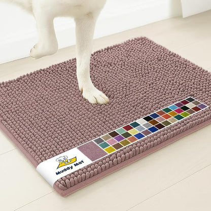 Muddy Mat® | Super Water Absorbent Door Mat Indoor, Microfiber Quick Dry Chenille Entryway Rug, Slip Resistant Front Door Mat, Indoor Mats for Entryway, Machine Washable Pet Rug, Plum 3ft x 4ft