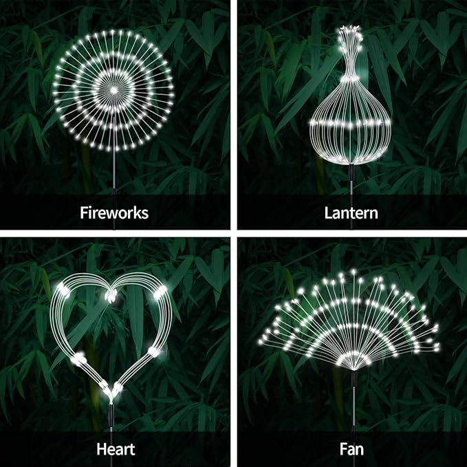 Solar Garden Lights Outdoor, 4 Pack 120 LED Waterproof Decorative String Lights 8 Modes with Remote DIY Outdoor Decor for Pathway Walkway Yard (Cool White)