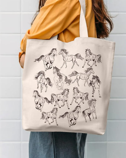 AUSVKAI Canvas Tote Bag Aesthetic for Women, Cute Reusable Cloth Cotton Bags for Shopping Beach Grocery
