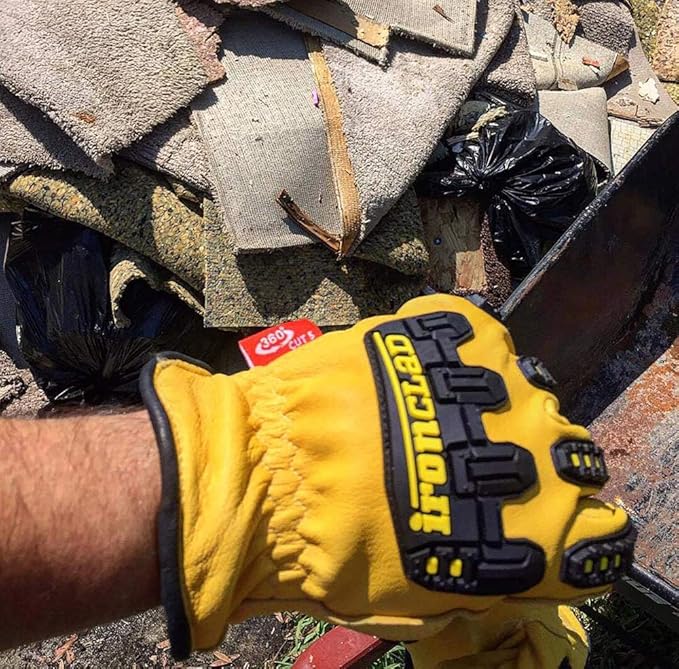 Ironclad Mens Work Glove 360 CUT LEATHER IMPACT, Yellow, X-Large US