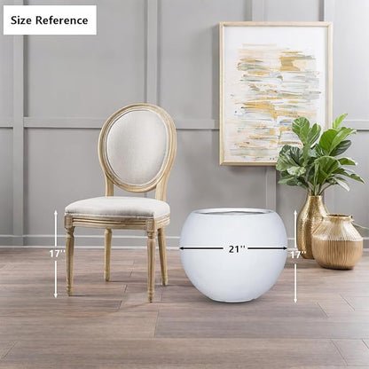 17 H x 21" Dia (15" Pot Opening) White Round Fiberstone Planter with Drainage Hole, Indoor/Outdoor Large Plant Pot for Home Patio Garden, Ideal for Large Plants