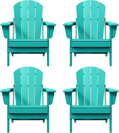 Westin Outdoors Laguna WO Home Furniture Adirondack Chair 4 PC Set Classic Outdoor Patio Folding Chair for Bon Fire Pit Lawn Backyard Beach Plastic Weather-Resistant (Turquoise)