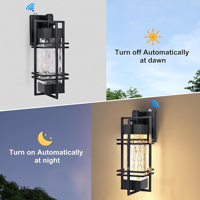 Dusk to Dawn Outdoor Front Porch Light Fixtures Wall Mount,2 Pack Sensor Exterior Lighting Fixtures for House, Waterproof Wall Sconce Lights, Outside Lantern Lamp for Garage, Doorway(Bulb Included)
