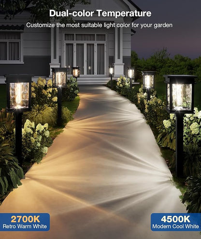 XMCOSY+ Solar Pathway Lights, 50 LM Bright Solar Lights, Garden Outdoor Waterproof Light IP65, 2-in-1 Landscape Lighting, Outdoor Light for Yard, Path, Walkway, Driveway (Warm & Cool)