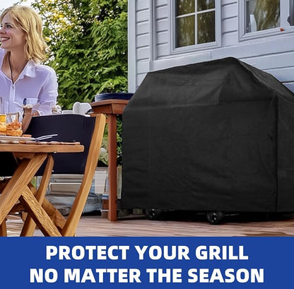 Perfect Grill Cover for Outdoor Grills Waterproof Rip-Proof Weather Resistant for Reliable Protection Griddle Cover Easy to Clean Adjustable Hem Drawstring Fade Resistant (Black, 48)
