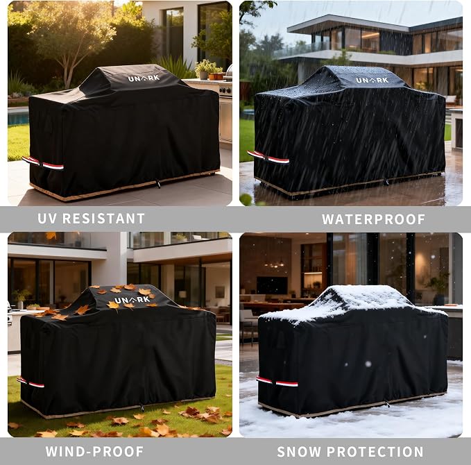 98 Inch Extra Large Grill Cover Kitchen Island Cover Large Island Grill Cover for Outdoor Grill Outdoor Kitchen Cover Heavy Duty Waterproof 98" L x 42" W x 48" H, Black