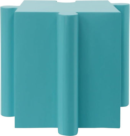 Christopher Knight Home Daton Interlocking Puzzle Outdoor Side Table, Lightweight Concrete Patio Coffee Table, Convex Edge MGO Modular End Table, Creative Set Up for Indoor&Outdoor Use, Sky Blue