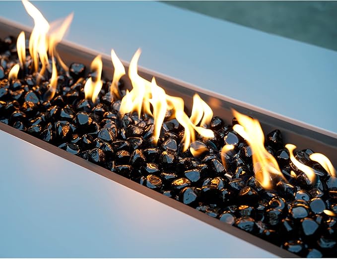 Mr. Fireglass 10 Pounds Diamond Fire Glass, 1 inch High Luster Reflective Fire Pit Glass Rocks for Propane & Natural Gas Fire Pits Fireplace & Lanscape, Onyx Black