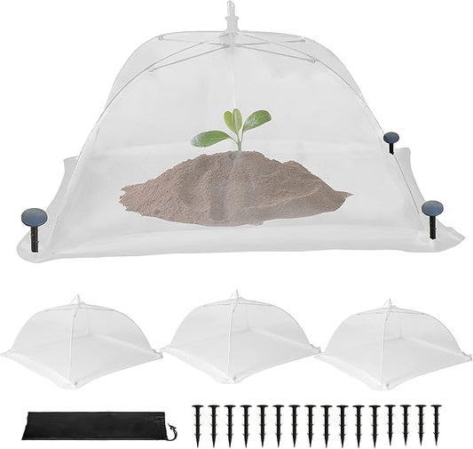 Costyle 4 Pack Plant Protectors from Animals Mesh Plant Cover for Strawberry Vegetables, 17 inch Plant Umbrella to Keep Animals Rabbits Out (Mesh, 17" x 17" x 8")
