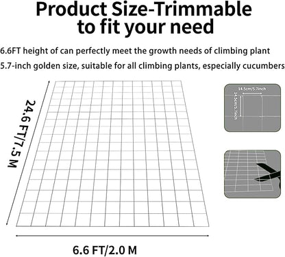 Mellbree Trellis Netting for Climbing Plants, 24.6x6.6FT, 2Packs Heavy Duty Trellis Net for Climbing Plants Outdoor, Cucumber, Tomatoes, Peas, Vegetable and Vine