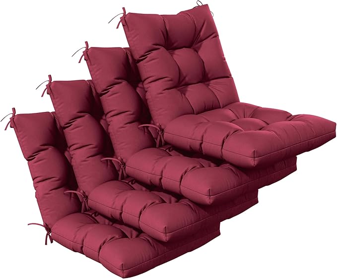 Patio Seat&Back Chair Cushions for Outdoor Furniture，Comfortable Cushions for Rocking/Dining/Lawn Chair-Set of 4