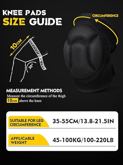 Knee Pads for Gardening, Cleaning, Construction Work, Flooring, Men/Women Knee Pads with Thick EVA Foam, Anti Slip Collision Avoidance Gardening Kneeling Pad （1 Pair, Black）
