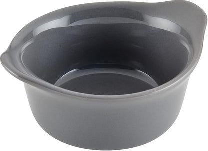 Rachael Ray Solid Glaze Ceramics Round Ramekins/Dipping Cup Set, 4 Piece, Gray
