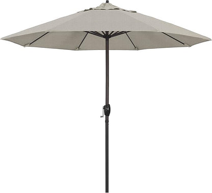 California Umbrella 9' Round Aluminum Outdoor Deck, Pool or Patio Umbrella, Crank Lift, Auto Tilt, Bronze Pole, Woven Granite Olefin