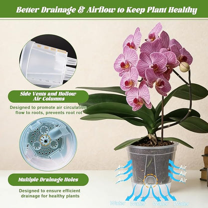 9 PCS Self Watering Pots for Indoor Plants Clear Nursery Pot with Drainage Holes Plastic Plant Pots and Deep Reservoir Bare Root Planter for Outdoor Plants and Flowers (4.73'', 5.91'', 7.09'')