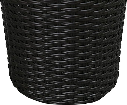 Balkene Home Noah Round Wicker Planter Tall Planter Decor Box for Adaptable Outdoor Furnishings All Weather Versatile Perfect Patio Herb Garden Living Space - 2 Piece Set - Black