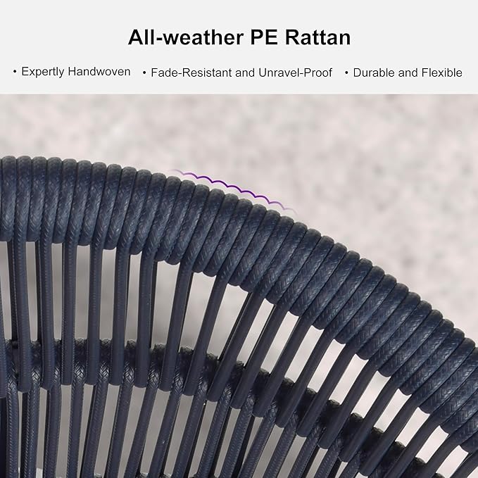 PURPLE LEAF Patio Dining Chairs Set of 2 Modern Wicker Outdoor Dining Chairs with Thick Cushions and Aluminum Frame All Weather Patio Chairs for Garden Porch Lawn Grey
