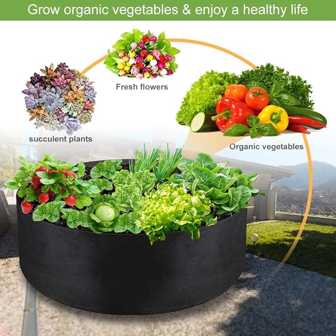 100 Gallon Large Grow Bag, Heavy Duty Fabric Round Raised Garden Bed Planter Pots for Planting Herb Flower Vegetable Potato Plants (50" D x 12" H, Black)
