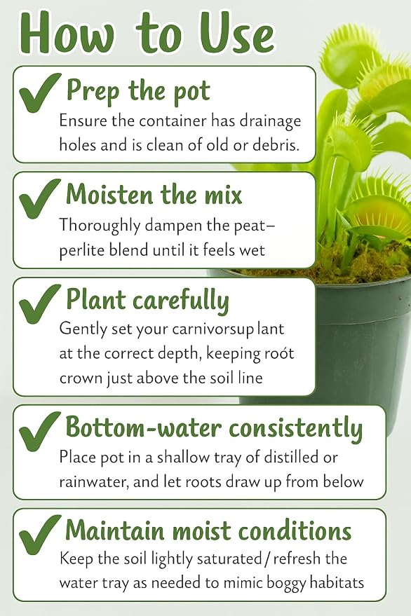 Gardenera Sphagnum Moss Potting Mix for Carnivorous Plants, Moss and Perlite Blend for Potting Venus Fly Traps, Sarracenia, Pitcher Plants - 75% Sphagnum Moss + 25% Perlite - Made in USA - 2 Quart