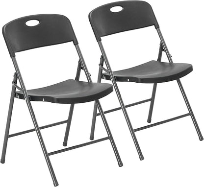 DUMOS 2 Pack Folding Chairs Heavy Duty - Plastic Stackable Portable Dining Chairs Set, Wedding, Party, Patio, Garden, for Indoor Outdoor, for Home and Office, Conference, Black