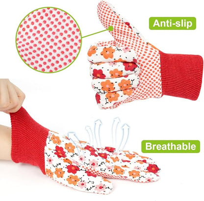 Ainiv Floral Gardening Gloves for Women/Ladies, Non-Slip Garden Work Gloves,Breathable Yard Work Glove Light Working Gloves