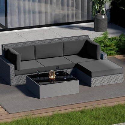 9 Piece Outdoor Patio Waterproof Cushion Covers, Fits 4-Seat Wicker Rattan Sectional Couch Chair Furniture Cover Replacement Set - Fade-Resistant Patio Cushion Covers with Zipper (Cover Only)