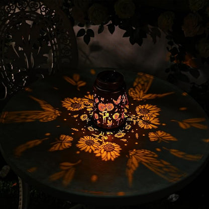 Cooo 6 Pack Solar Lanterns Outdoor Waterproof - Sunflower Gold Solar Pathway Lights Landscape Path Lights Christmas Lights Gifts for Women Mom Grandma for Garden Yard Patio Backyard Porch Decorations