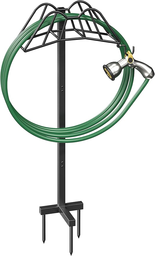 Wphold Garden Hose Holder Freestanding, Extra Thick Water Hose Stand, Heavy Duty Metal Garden Hose Storage,Garden Hose Reel, Water Hose Holders for Outside, Detachable Outdoor Hose Holder