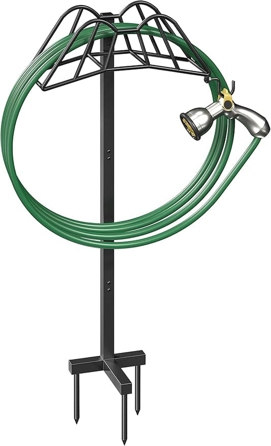 Wphold Garden Hose Holder Freestanding, Extra Thick Water Hose Stand, Heavy Duty Metal Garden Hose Storage,Garden Hose Reel, Water Hose Holders for Outside, Detachable Outdoor Hose Holder