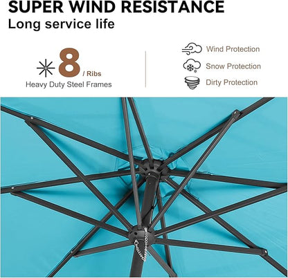 11ft Outdoor Patio Umbrella - Table Umbrella Waterprool UV Protection, Sombrillas de Patio with Push Button Tilt&Crank, Sun Umbrella for Pool, Porch, Garden, Deck, Backyard(Sky Blue)