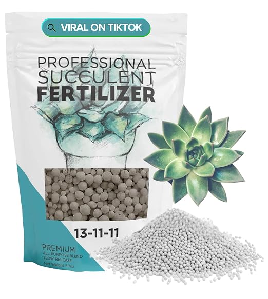 Succulent Fertilizer Pellets 13-11-11 Slow Release | Fertilizer for Succulents, Cactus & Indoor Plants | Plant Fertilizer for Seedlings & Mature Plants | Gardening Essentials, 5.2 oz Resealable Bag