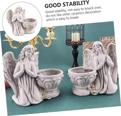 Unomor 1Pc Resin Angel Flowerpot Home Decor Chic Succulent Planter Figurine and Stable Decorative Supply for Indoor and Outdoor Unique Angel Design for Planting and Garden