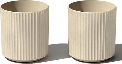 Veradek Demi Series Round Planter for Porch, Patio, Backyard | Durable Plastic-Stone Composite Material | Modern Décor for Tall Plants, Flowers