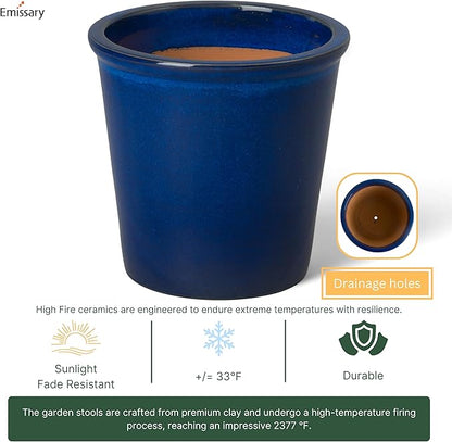 Emissary Round Stoneware Planter (Parent SKU 12012) (Blue, 10" D x 10" H)