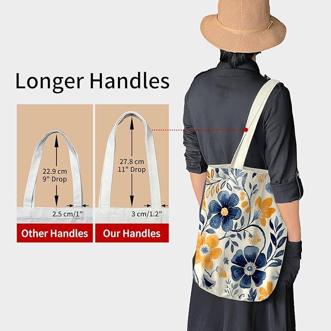 itgowisa Canvas Tote Bag for Women, Tote Bag with Zipper Inner Pocket, Zippered Canvas Bag for Shopping Work Grocery Everyday