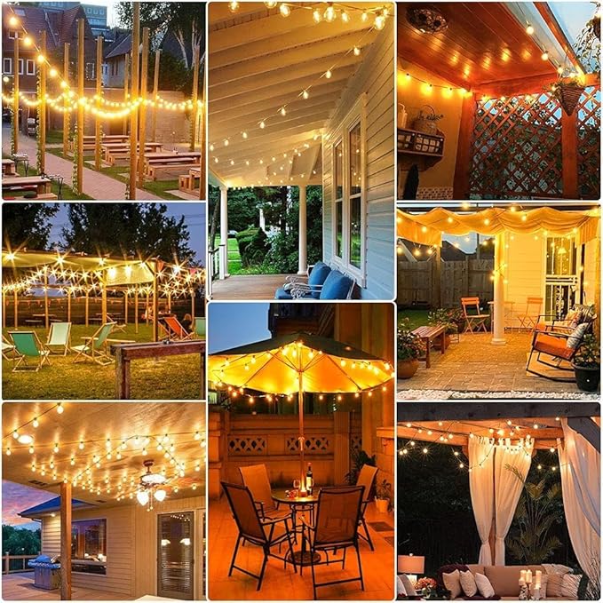 RTTY Outdoor String Lights 100ft, G40 Led Patio Lights with 52pcs Bulbs,Waterproof Shatterproof Dimmable Hanging Globe Outdoor Lights for Porch Cafe Bistro Backyard Gazebo Balcony Party, 2700K