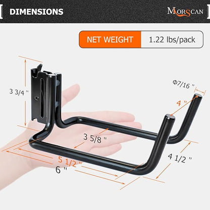 4 Pack E Track Double J Hooks, Heavy Duty Black Large Steel Shovel/Tool Hanger for Store Long Handled Tools, E Track Tie Down Accessories for Trailers, Trucks, Garden Tools Organizers Storage