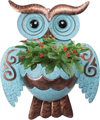 Metal Wall Planter Owl Wall Mounted Planters Small Flower Pot with Drainage for Indoor Outdoor Farmhouse Hanging Planter Succulent Plant Container Vertical Garden Yard Decor
