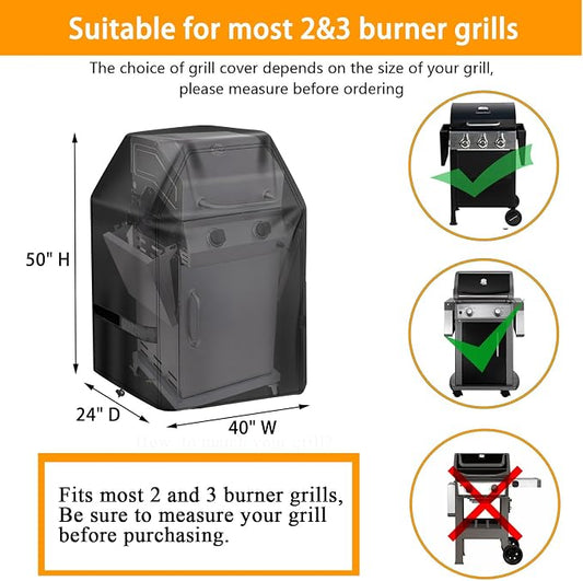 Aoretic Grill Cover, 40 inch BBQ Gas Grill Cover for Outdoor Grill, Charbroil Grill Cover Barbecue Waterproof, Anti-UV for Weber Char-Broil Monument, Dyna-glo Nexgrill Spun Polyester